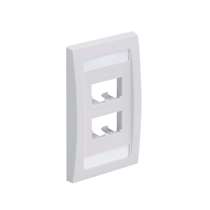 Placa De Pared Vertical Ejecutiva Salida Para 4 Puertos Mini-Com Con Espacios Para Etiquetas Color Blanco - SILYMX