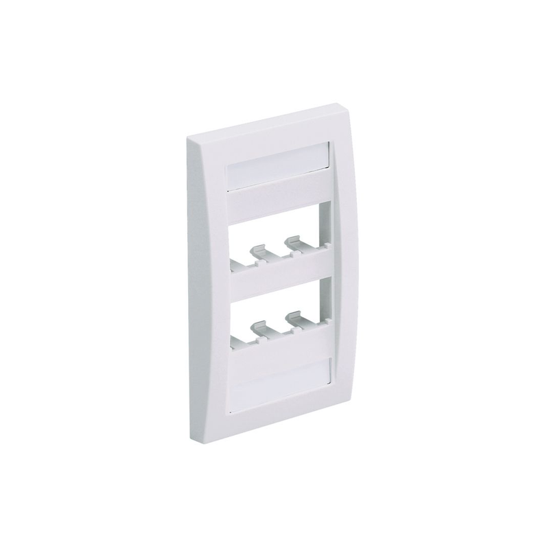 Placa De Pared Vertical Ejecutiva Salida Para 6 Puertos Mini-Com Con Espacios Para Etiquetas Color Blanco Mate - SILYMX