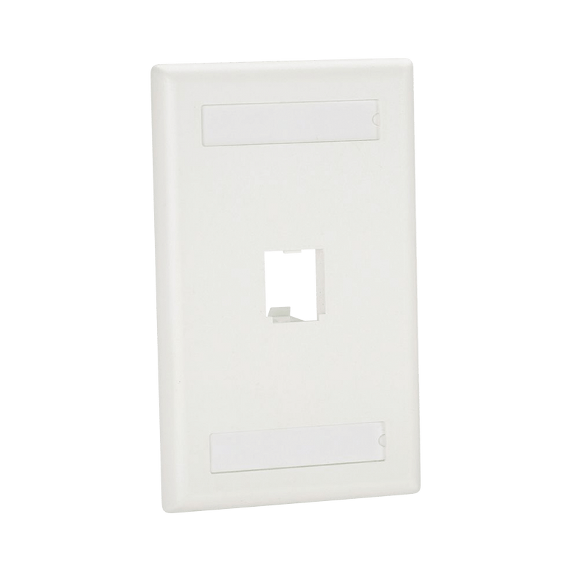 Placa De Pared Vertical Clásica Salida Para 1 Puerto Mini-Com Con Espacios Para Etiquetas Color Blanco - SILYMX