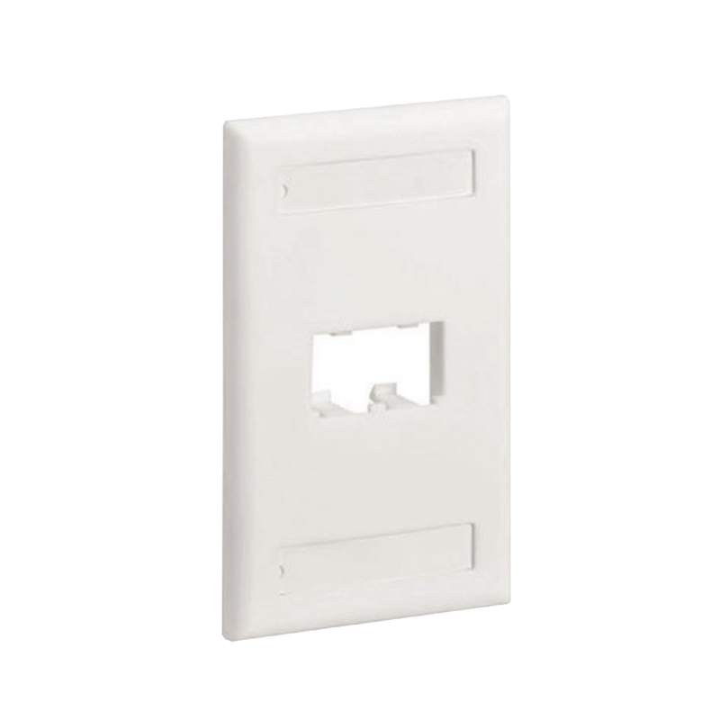 Placa De Pared Vertical Clásica Salida Para 2 Puertos Mini-Com Con Espacios Para Etiquetas Color Blanco Mate - SILYMX