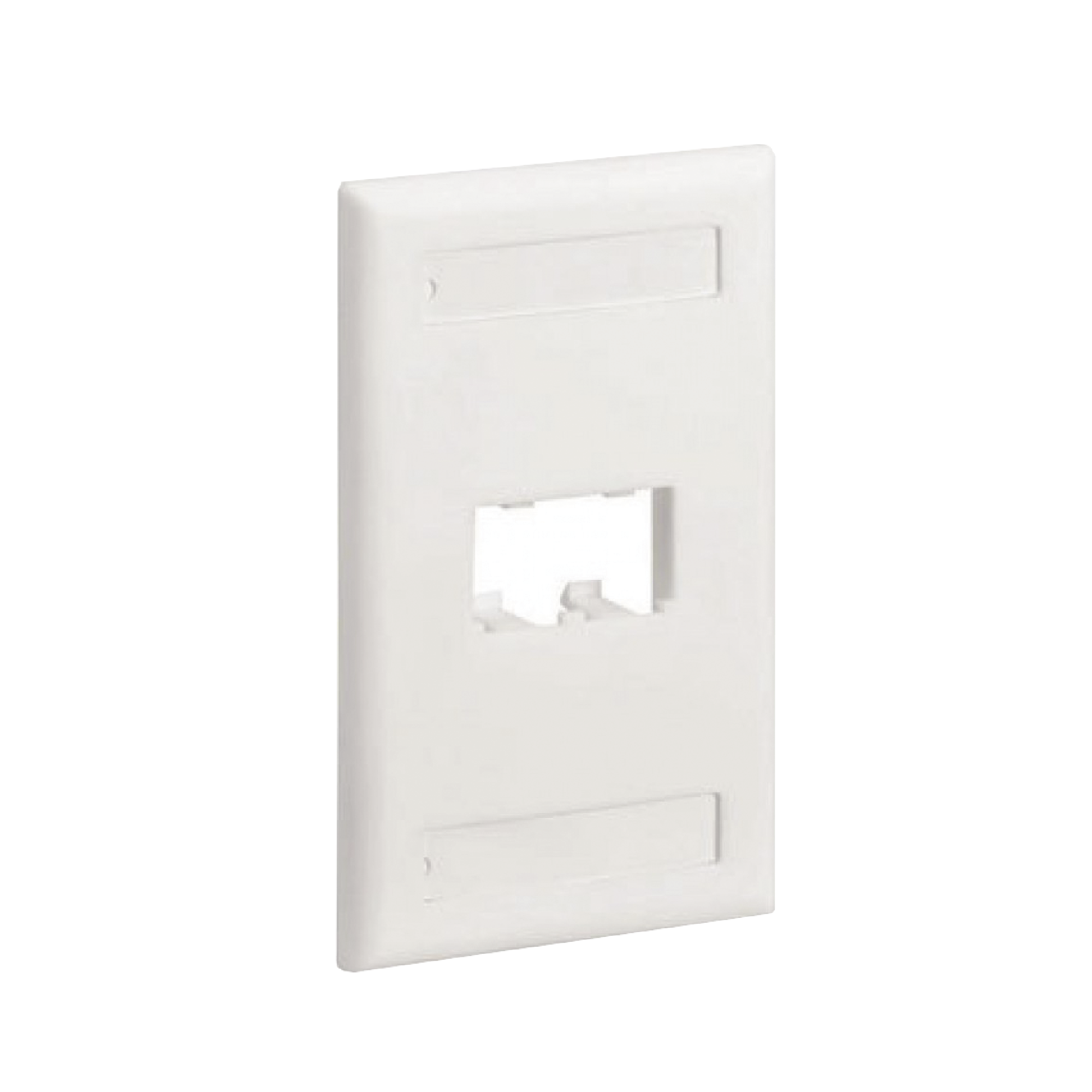 Placa De Pared Vertical Clásica Salida Para 2 Puertos Mini-Com Con Espacios Para Etiquetas Color Blanco - SILYMX