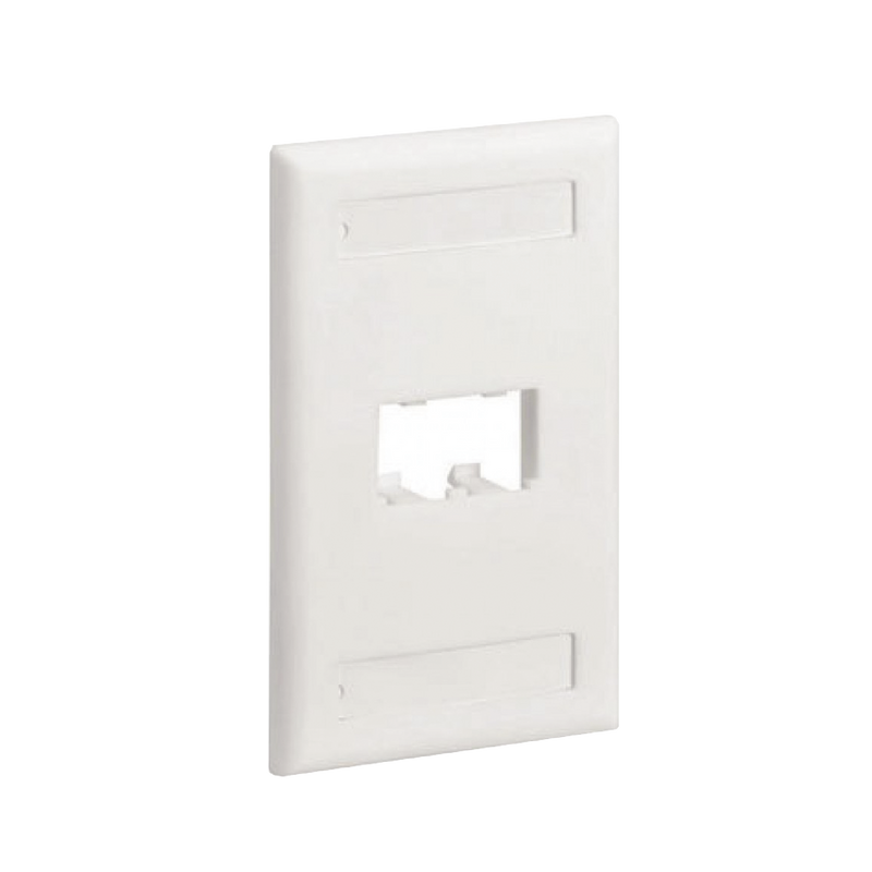 Placa De Pared Vertical Clásica Salida Para 2 Puertos Mini-Com Con Espacios Para Etiquetas Color Blanco - SILYMX
