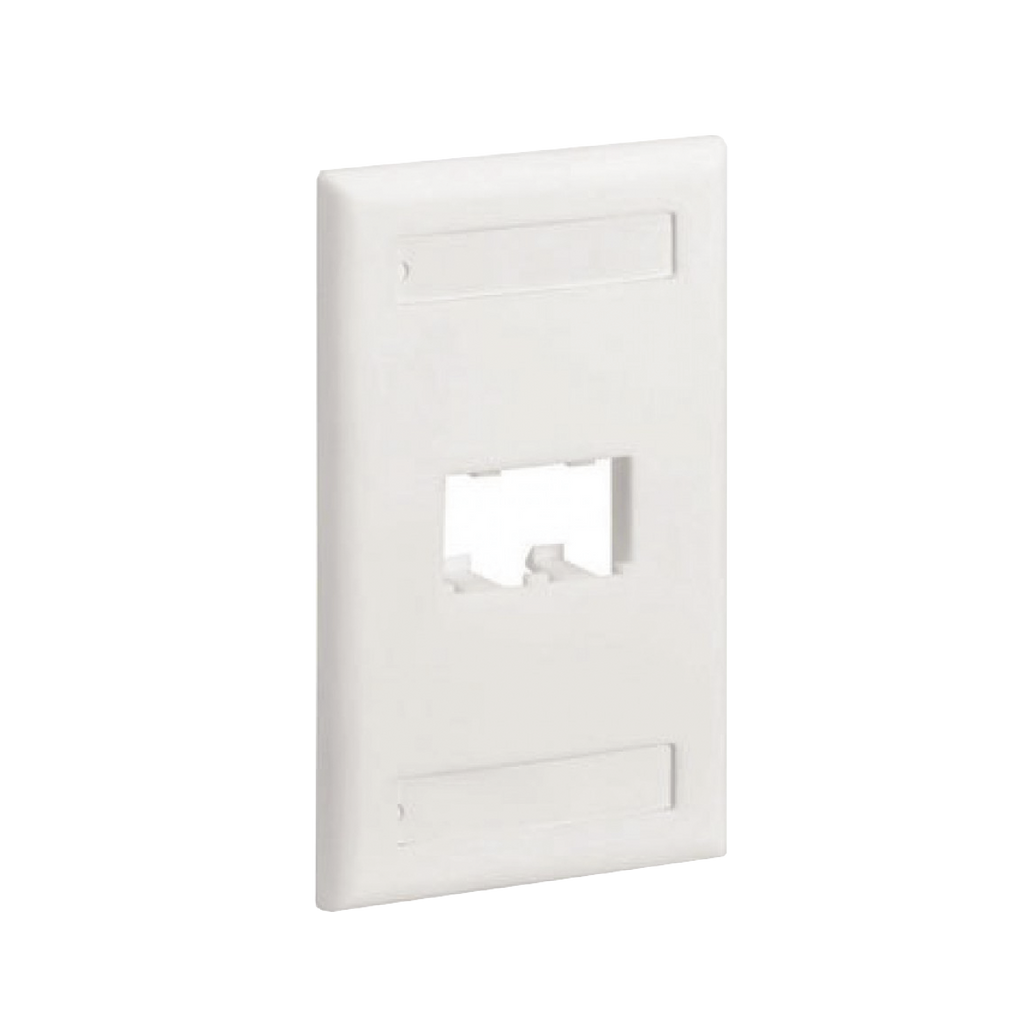 Placa De Pared Vertical Clásica Salida Para 2 Puertos Mini-Com Con Espacios Para Etiquetas Color Blanco - SILYMX