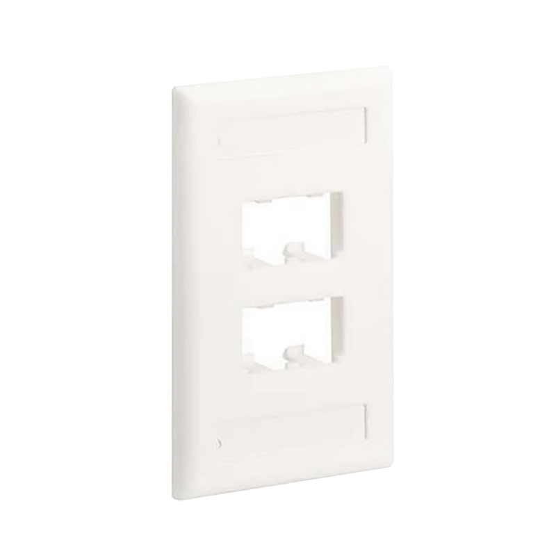Placa De Pared Vertical Clásica Salida Para 4 Puertos Mini-Com Con Espacios Para Etiquetas Color Blanco Mate - SILYMX
