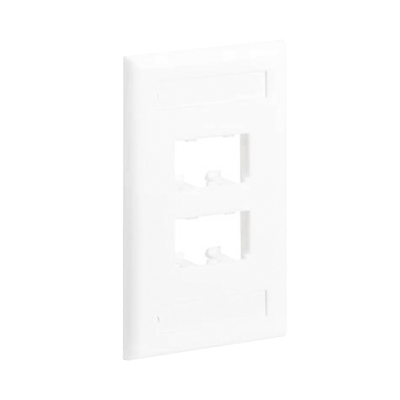 Placa De Pared Vertical Clásica Salida Para 4 Puertos Mini-Com Con Espacios Para Etiquetas Color Blanco - SILYMX