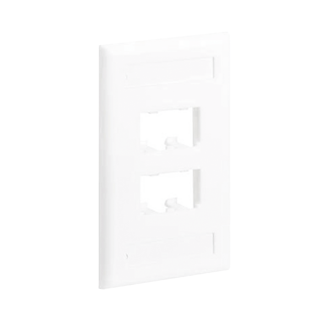 Placa De Pared Vertical Clásica Salida Para 4 Puertos Mini-Com Con Espacios Para Etiquetas Color Blanco - SILYMX
