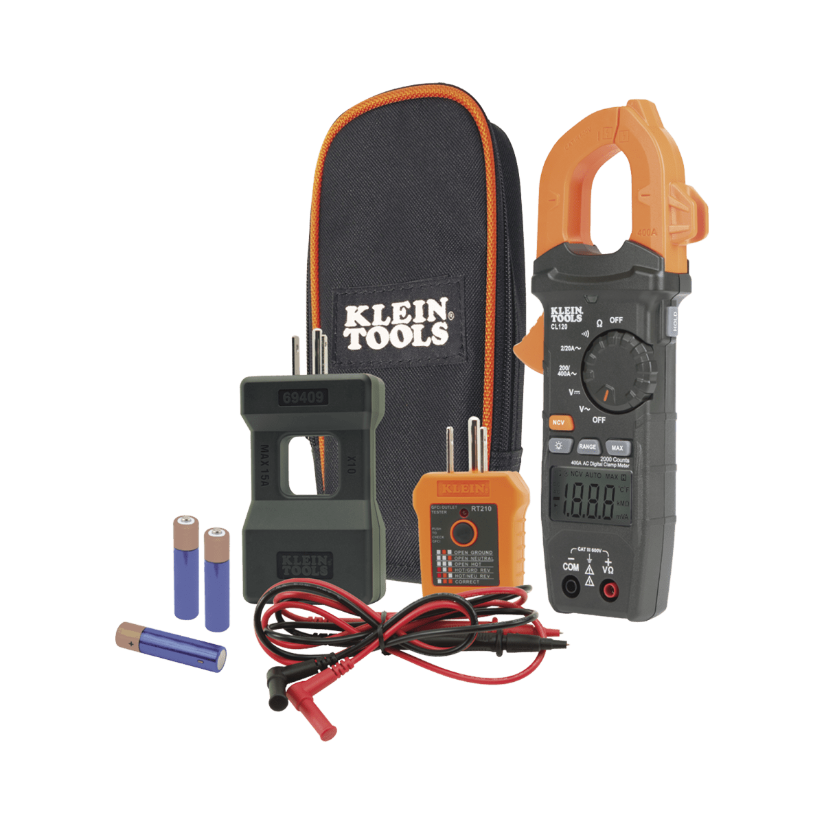 Kit de Amperímetro de Gancho (400A CA) con Probador de Fase y Divisor (para medir corriente sin cortar el cable). - SILYMX