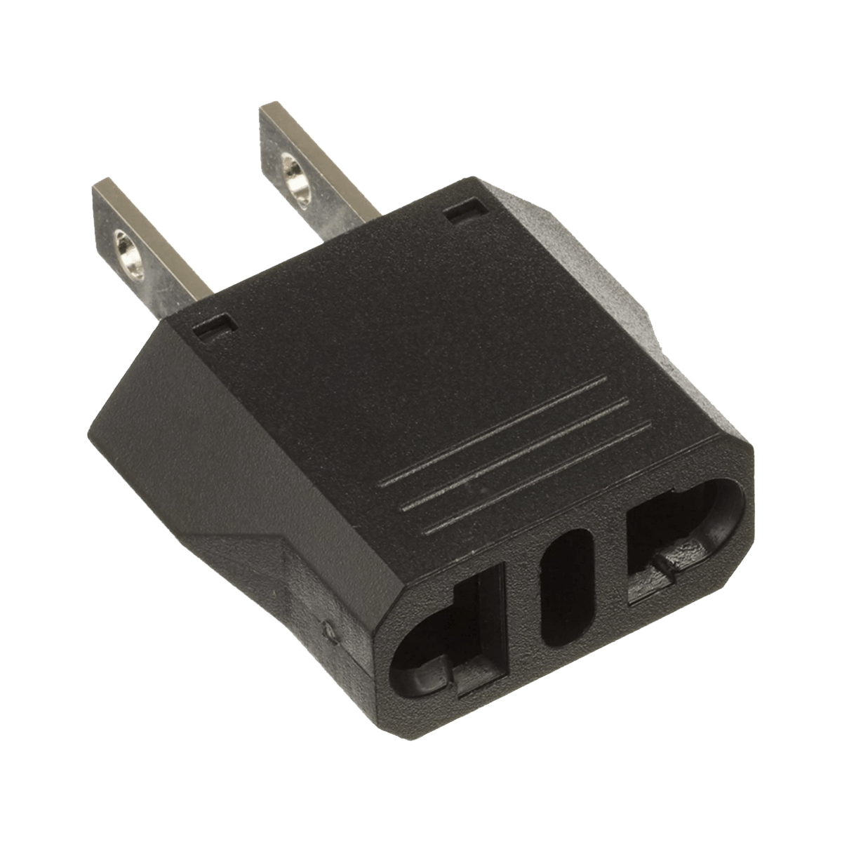 Adaptador de enchufe europea a americano, Calidad PREMIUM @ 6 A ; 110 - 250 Vca - SILYMX