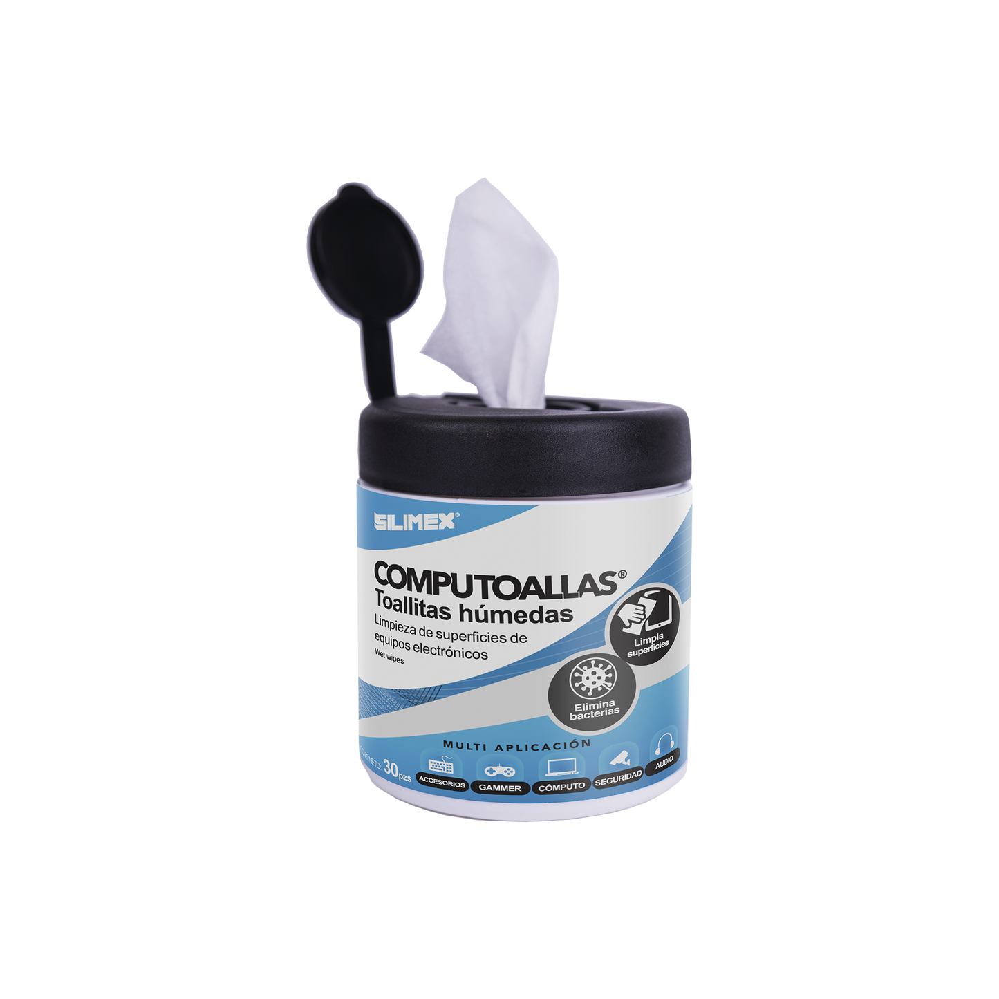 Toallas húmedas antibacteriales, para limpieza de gabinetes, equipos de cómputo, audio, vídeo y telefonía, 30 piezas - SILYMX