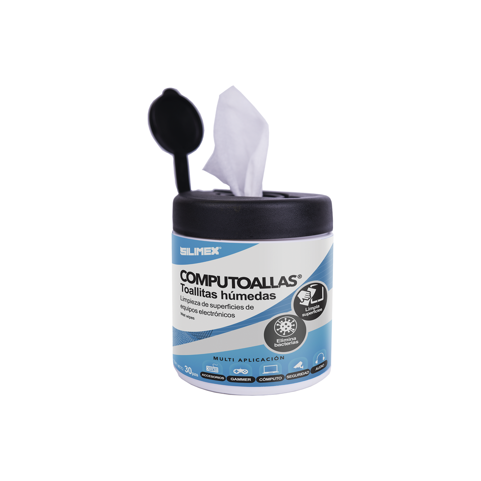 Toallas húmedas antibacteriales, para limpieza de gabinetes, equipos de cómputo, audio, vídeo y telefonía, 30 piezas - SILYMX