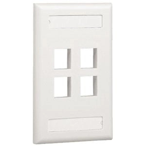 Placa De Pared Clasica 4 Puertos Modulo Keystone Etiquetable Color Blanco - SILYMX