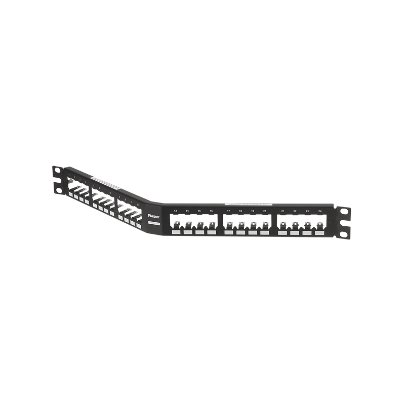 Panel de Parcheo Modular Mini-Com (Sin Conectores) Angulado Totalmente Blindado de 24 puertos 1UR - SILYMX
