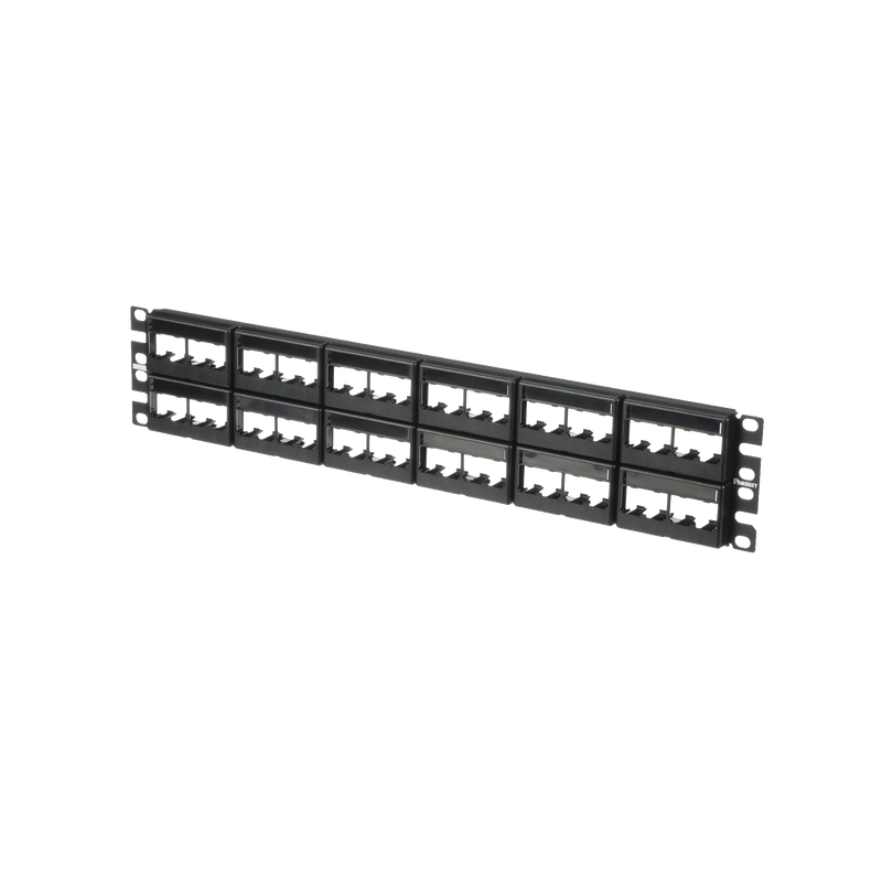Panel de Parcheo Modular Mini-Com (Sin Conectores) Plano Sin Blindaje Con Etiqueta y Cubierta de 48 puertos 2UR - SILYMX