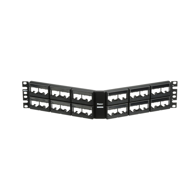 Panel De Parcheo Modular Mini-Com (Sin Conectores) Angulado Sin Blindaje Con Etiqueta Y Cubierta De 48 Puertos 2Ur - SILYMX