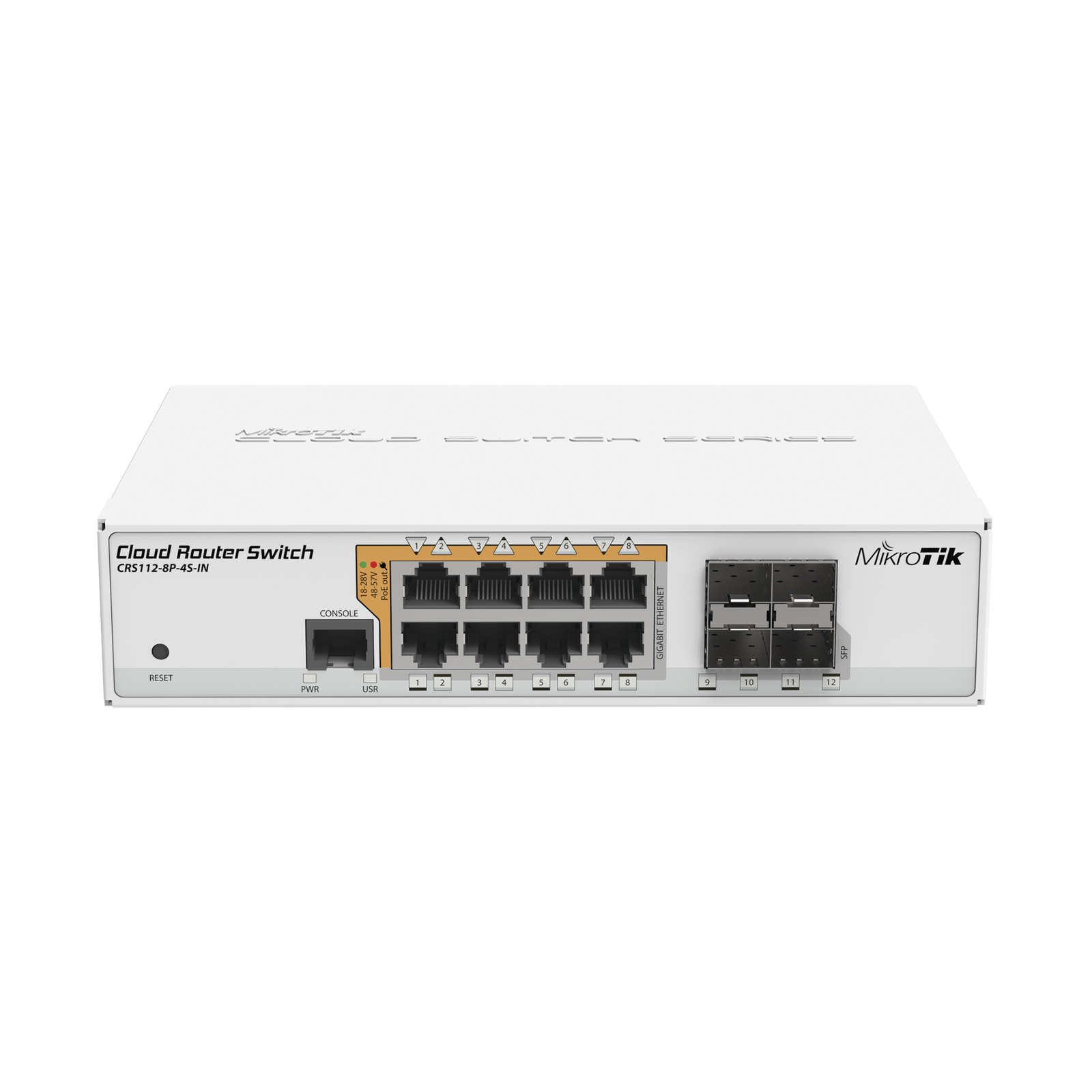 Cloud Router Switch Administrable L3, 8 puertos 10/100/1000 Mbps c/PoE Pasivo ó 802.3af/at, 4 Puertos SFP - SILYMX