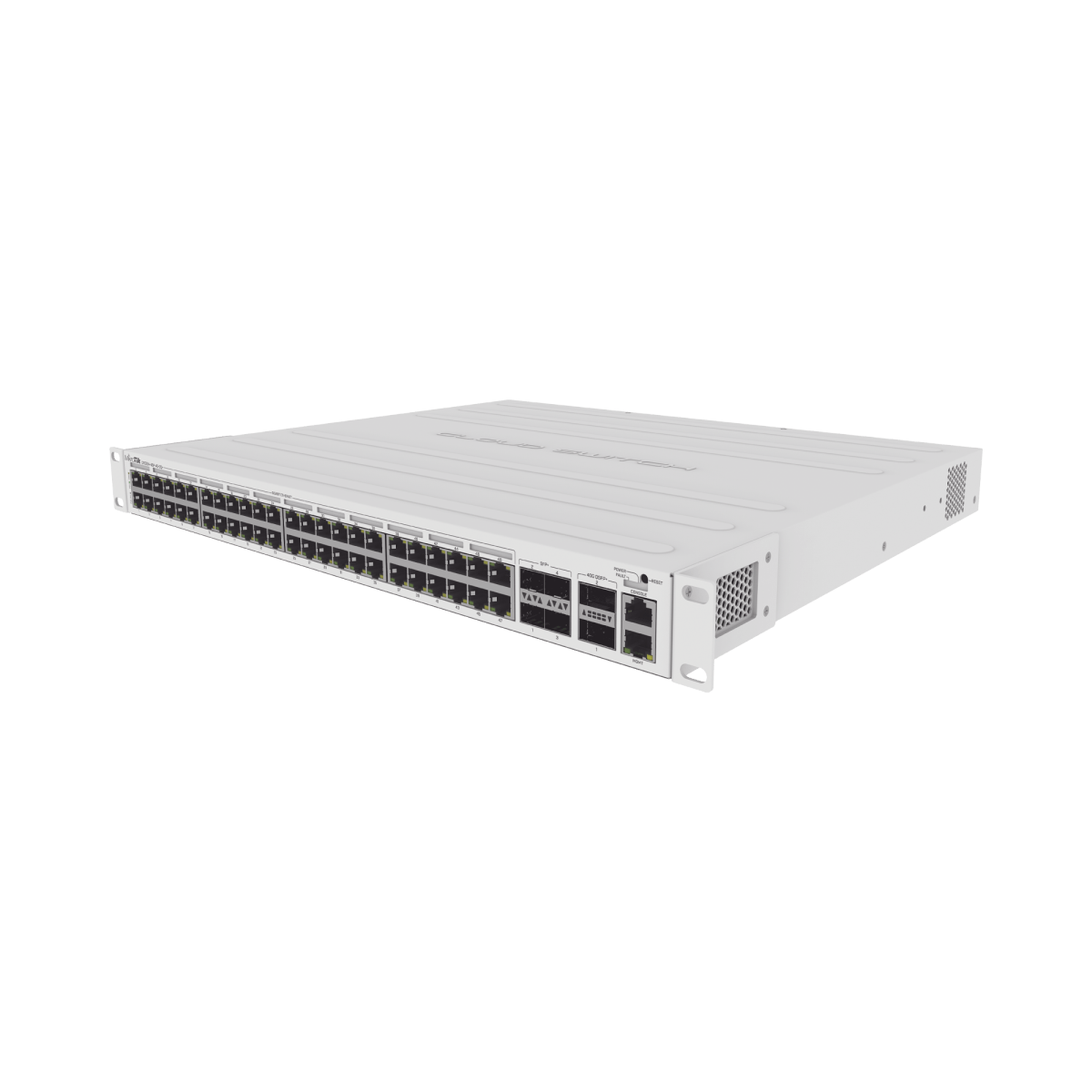 Cloud Router Switch 48 puertos PoE 802.3af/at Gigabit, 4 puertos SFP+ 10G, 2 puertos QSFP+ 40G, Montaje en Rack - SILYMX