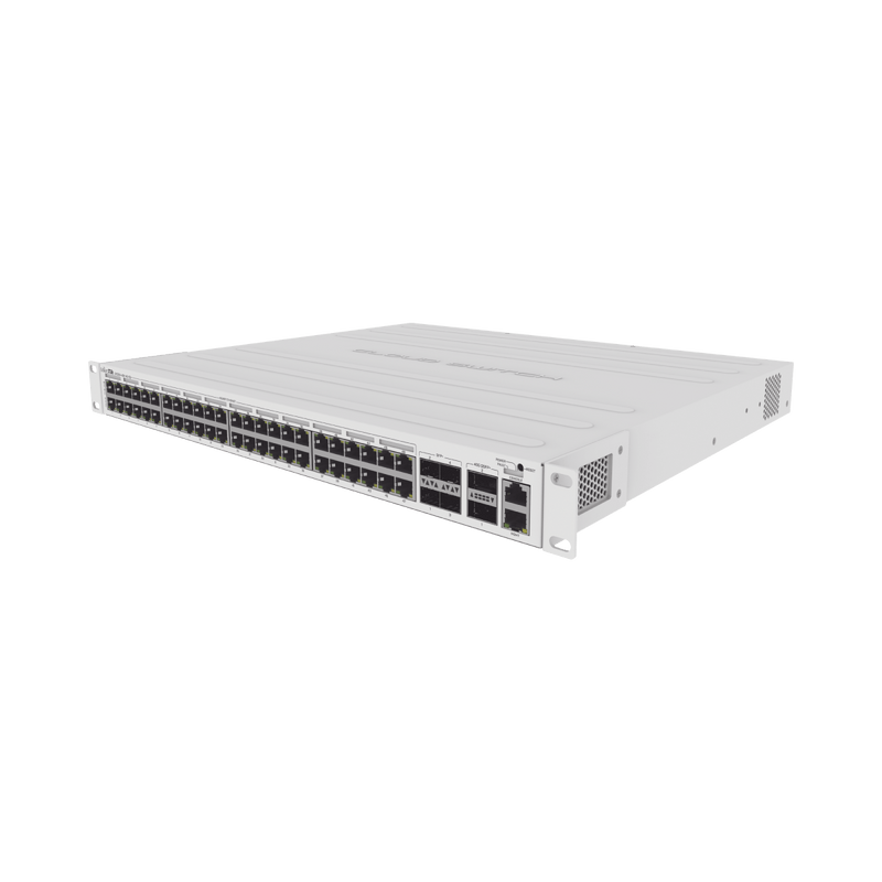 Cloud Router Switch 48 puertos PoE 802.3af/at Gigabit, 4 puertos SFP+ 10G, 2 puertos QSFP+ 40G, Montaje en Rack - SILYMX