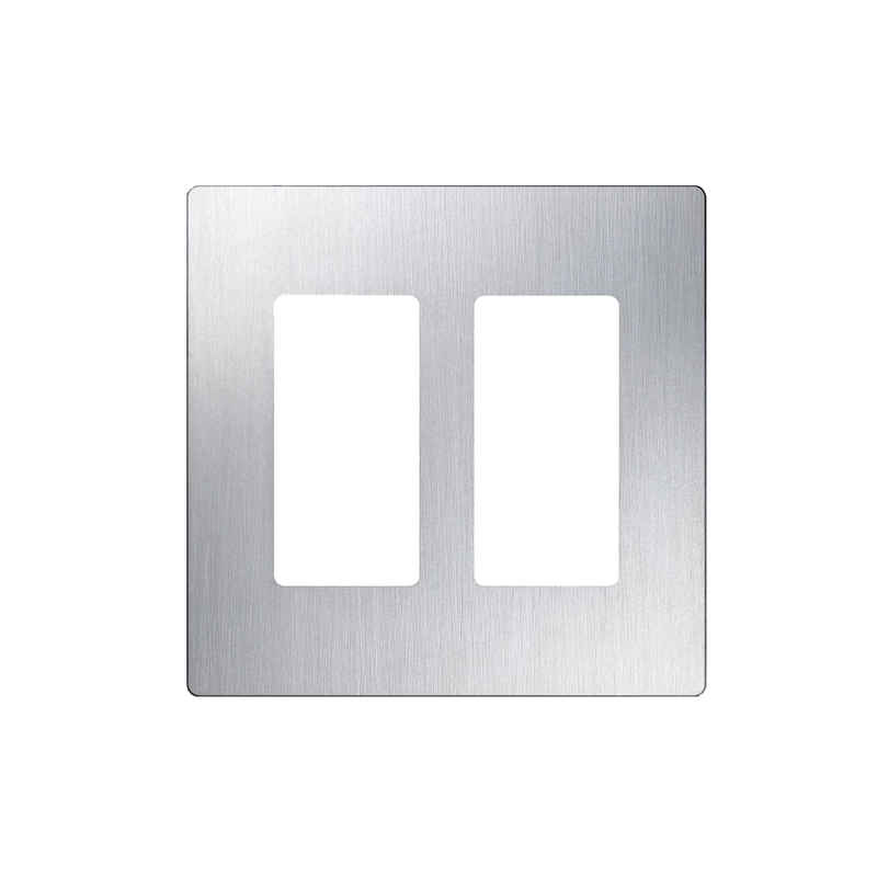 Placa de pared 2 espacios, diseño tipo metálico, para atenuador (dimmer), apagador ó control remoto inalámbrico LUTRON. - SILYMX