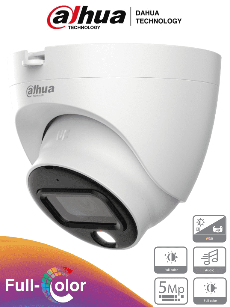 DAHUA HDW1509TLQ-A-LED - Camara Domo Full Color de 5 Megapixeles/ Lente de 3.6mm/ Grados de apertura/ Imagen a Color 24/7/ WDR Real de 120dB/ Leds para 20 Metros/ IP67/ Instalación Rapida/ - SILYMX