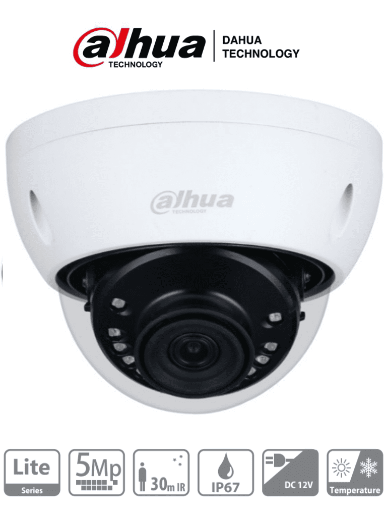 DAHUA DH-HAC-HDBW1500E-28 - Cámara Domo de 5 Megapixeles Antivandalica/ Lente de 2.8mm/ 111 Grados de Apertura/ IR de 30 Mts/ IP67/ IK10/ Soporta: CVI/CVBS/AHD/TVI/ - SILYMX