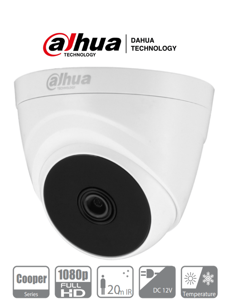 DAHUA T1A21-28 - Cámara Domo 1080p/ Lente 2.8 mm / 103 Grados de Apertura/ Smart ir 20 Mts/ Uso Interior/ CVI/TVI/AHD/CBVS/ - SILYMX