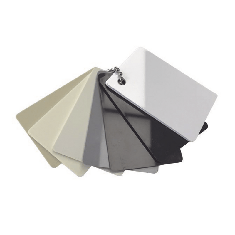 Muestrario, de colores con acabados Gloss/Brilloso para los atenuadores, teclados, interruptores y accesorios LUTRON. - SILYMX