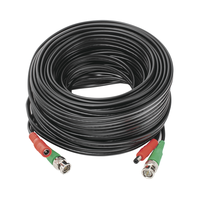 Cable Coaxial Armado de 20 Metros para Video y Energía / Optimizado para Cámaras 4K / Conector BNC (Video) y PLUG de Alimentación (Siamés) / Uso interior / Cable de Video 100% Cobre de Alta Pureza . - SILYMX