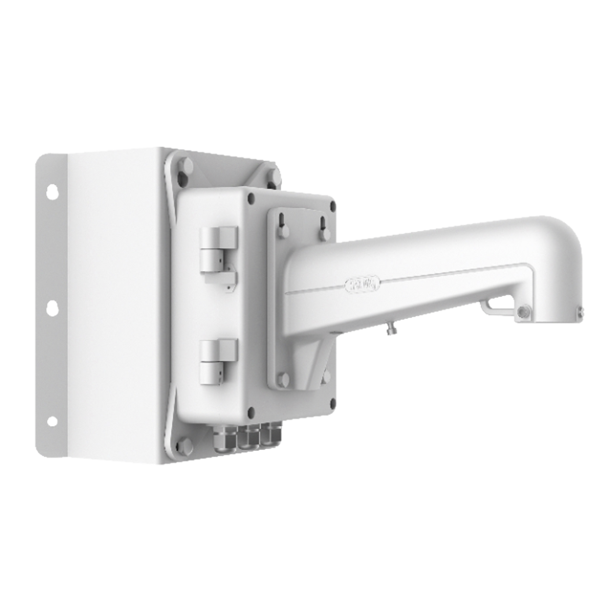 Montaje de Esquina con Caja de Conexión para Domos PTZ epcom y HIKVISION / Fabricado con Aleación de Aluminio y Acero - SILYMX