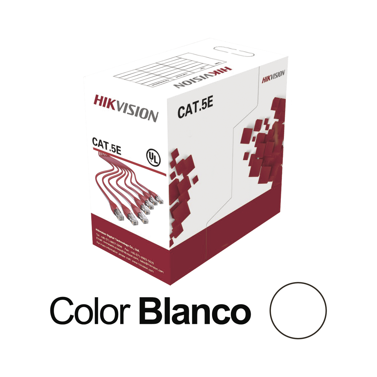 Bobina De Cable Utp 305 Metros / Cat5E (24 Awg) / Color Blanco / Pvc (Cm) / Uso En Interior / 100% Cobre / Para Aplicaciones De Cctv Y Redes De Datos - SILYMX