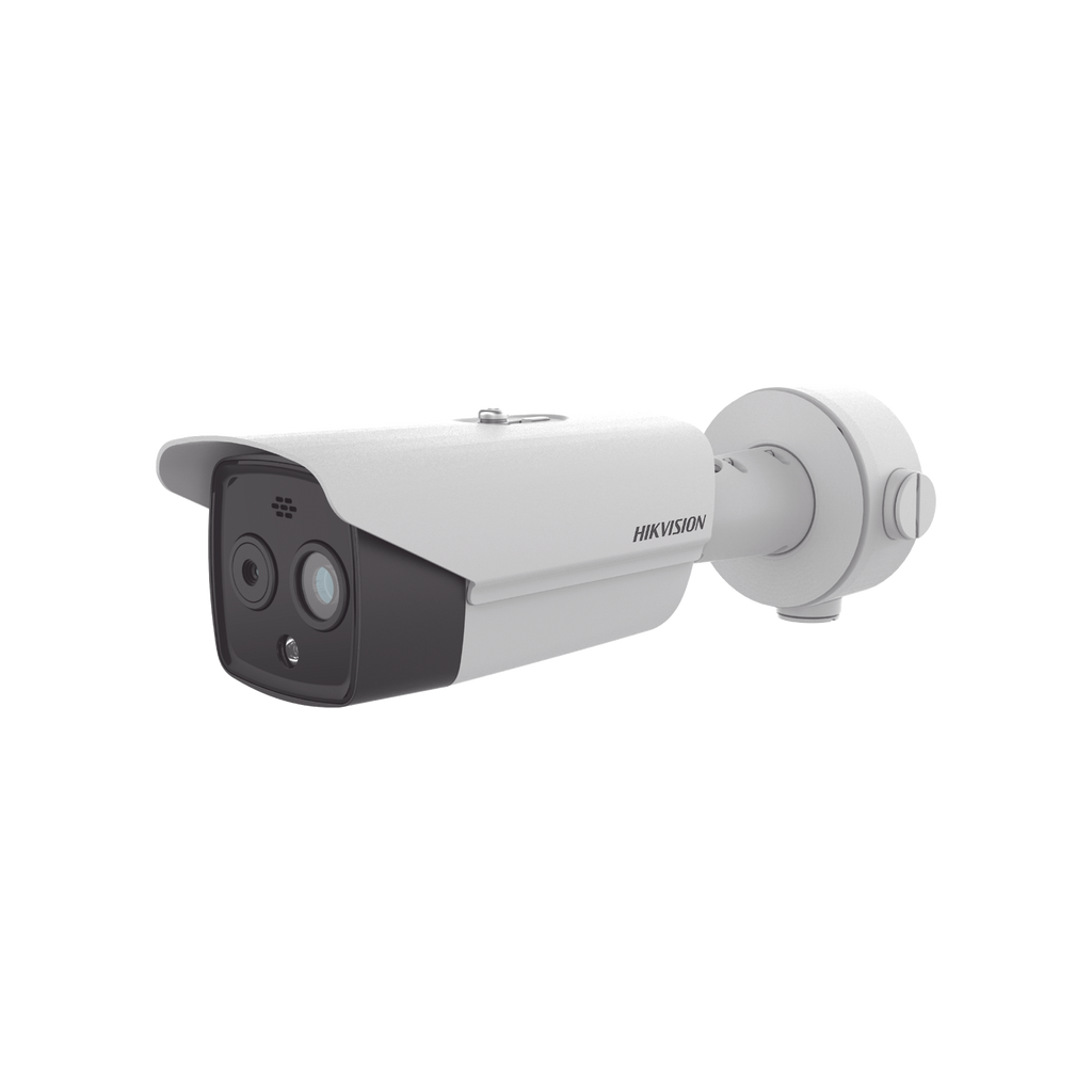 Cámara Bala Hikvision IP 4 Megapixel Dual Térmica 6.9 - 6.4 mm Óptico 30 mts Exterior IP67 PoE Termométrica Detección de Temperatura DS-2TD2628-7/QA - SILYMX