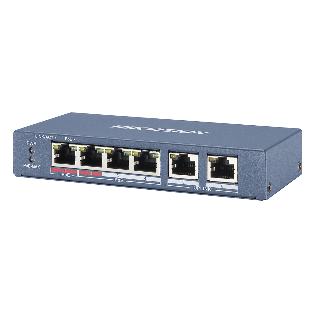 Switch PoE+ / 3 Ptos 10/100 Mbps 802.3 af/at (30 W) + 1 Puerto 100 Mbps Hi-PoE (60 W) / 2 Puertos 10/100 Mbps Uplink / 250m PoE Larga Distancia / 60 W - SILYMX