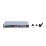 Switch Monitoreable De 24 Puertos Poe+ (Hasta 250 M) 10/100 Mbps 2 Puertos Rj45 + 2 Sfp (Combo) 370 Watts Conexión Remota Desde Hik-Proconnect - SILYMX