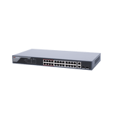 Switch Monitoreable De 24 Puertos Poe+ (Hasta 250 M) 10/100 Mbps 2 Puertos Rj45 + 2 Sfp (Combo) 370 Watts Conexión Remota Desde Hik-Proconnect - SILYMX