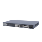Switch Hikvision Gigabit PoE+ 24 puertos 10/100/1000 Mbps PoE+ 2 puertos SFP Configuración remota desde Hik-ProConnect PoE hasta 250 metros 370 W - SILYMX