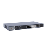 Switch Hikvision Gigabit PoE+ 24 puertos 10/100/1000 Mbps PoE+ 2 puertos SFP Configuración remota desde Hik-ProConnect PoE hasta 250 metros 370 W - SILYMX