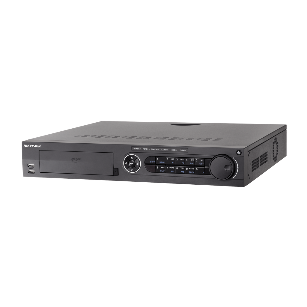 DVR 8 Mpx / 16 Canales TURBOHD + 16 Canales IP / 4 Bahías de Disco Duro / 4 Canales de Audio / Videoanalisis / 16 Entradas de Alarma / Soporta POS