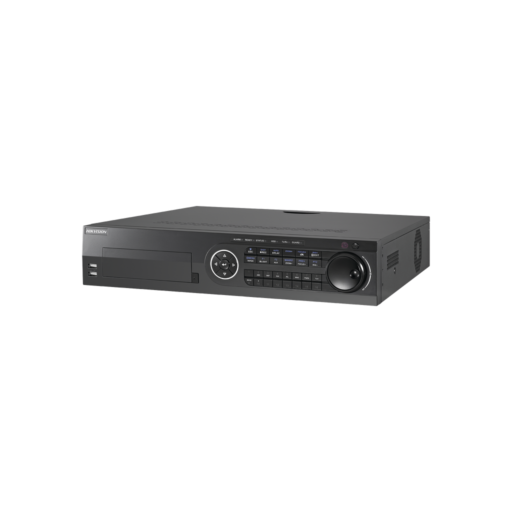 DVR 4 Megapixel / 8 Canales TURBOHD + 4 Canales IP / 8 Bahías de Disco Duro / 8 canales de Audio / 16 Entradas de Alarma