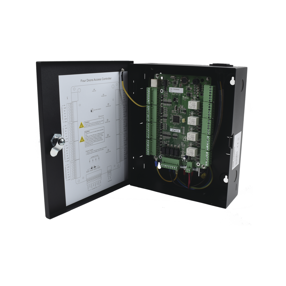 Controlador de Acceso Integrable con Videovigilancia / 4 Puertas / 10,000 Tarjetas /50,000 Eventos/ Incluye Gabinete y Fuente de Alimentación 12Vcc/8A - SILYMX