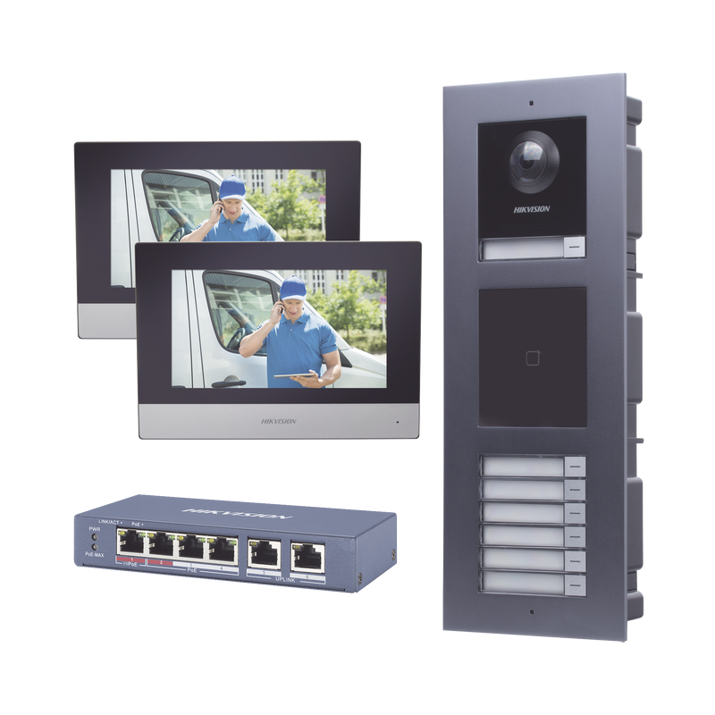 KIT de Videoportero IP para 7 DEPARTAMENTOS con llamada a App de Smartphone y Lector de Tarjetas EM / 2da Generación / Montaje para EMPOTRAR incluido - SILYMX