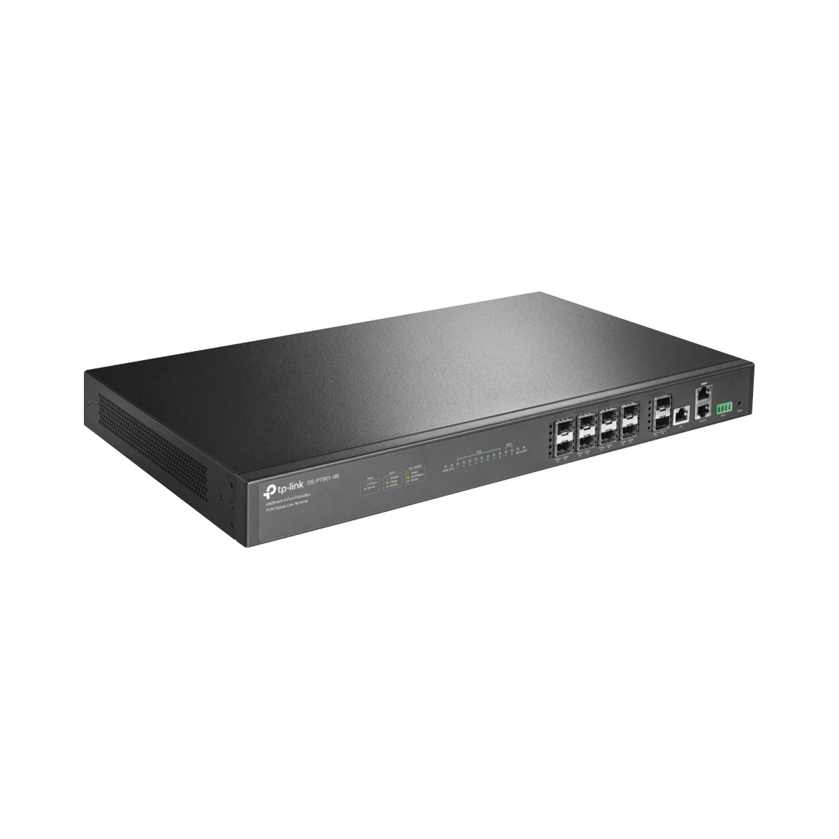 OLT de 8 puertos GPON, hasta 1,024 ONUs, 1 Gigabit RJ45, 2 puertos SFP+, Fuentes redundantes AC- AC (incluidas) - SILYMX