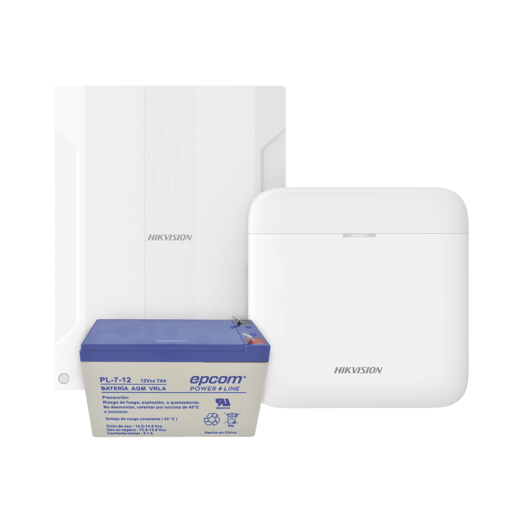(AXPRO) KIT  de alarma AXPRO conversión de zonas cableadas a inalámbricas / Incluye: 1 Hub con Bateria de respaldo/ 1 Expansor de 16 zonas cableadas / 1 Bateria de respaldo 12Vcc a 7 Amp/ Compatible con Hik-Connect P2P - SILYMX