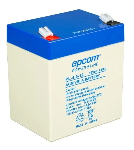 Batería de respaldo 12 V, 4.5 Ah UL AGM-VRLA Alarmas de intrusión Incendio Control de acceso Video Vigilancia Terminales F1 PL-4.5-12 - SILYMX