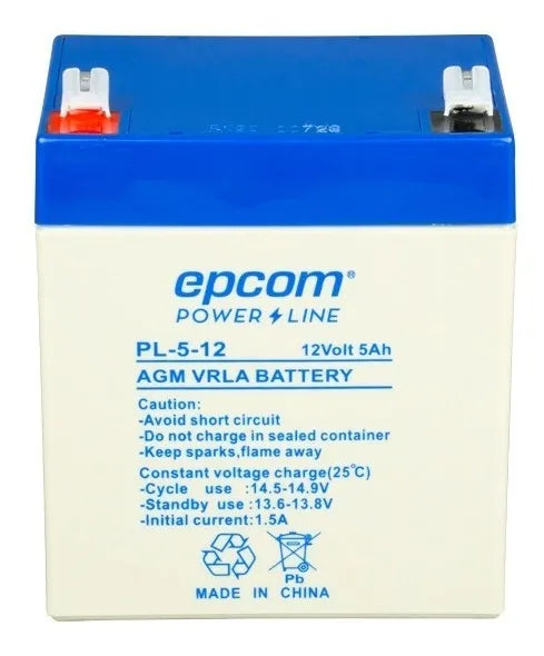 Batería de Respaldo / UL / 12V @ 5 Ah / Tecnología AGM-VRLA / Uso en: Alarmas de intrusión / Incendio / Control de acceso / CCTV / Aplicaciones multipropósito / Terminals tipo F1. - SILYMX