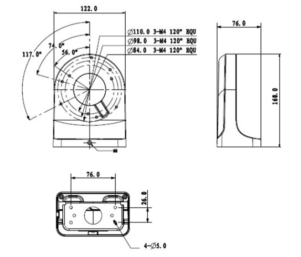 DAHUA SD22204IGCPAK - Camara mini PTZ de 2 MP HDCVI / 4X Zoom óptico con brazo de pared PFB203W incluido - SILYMX