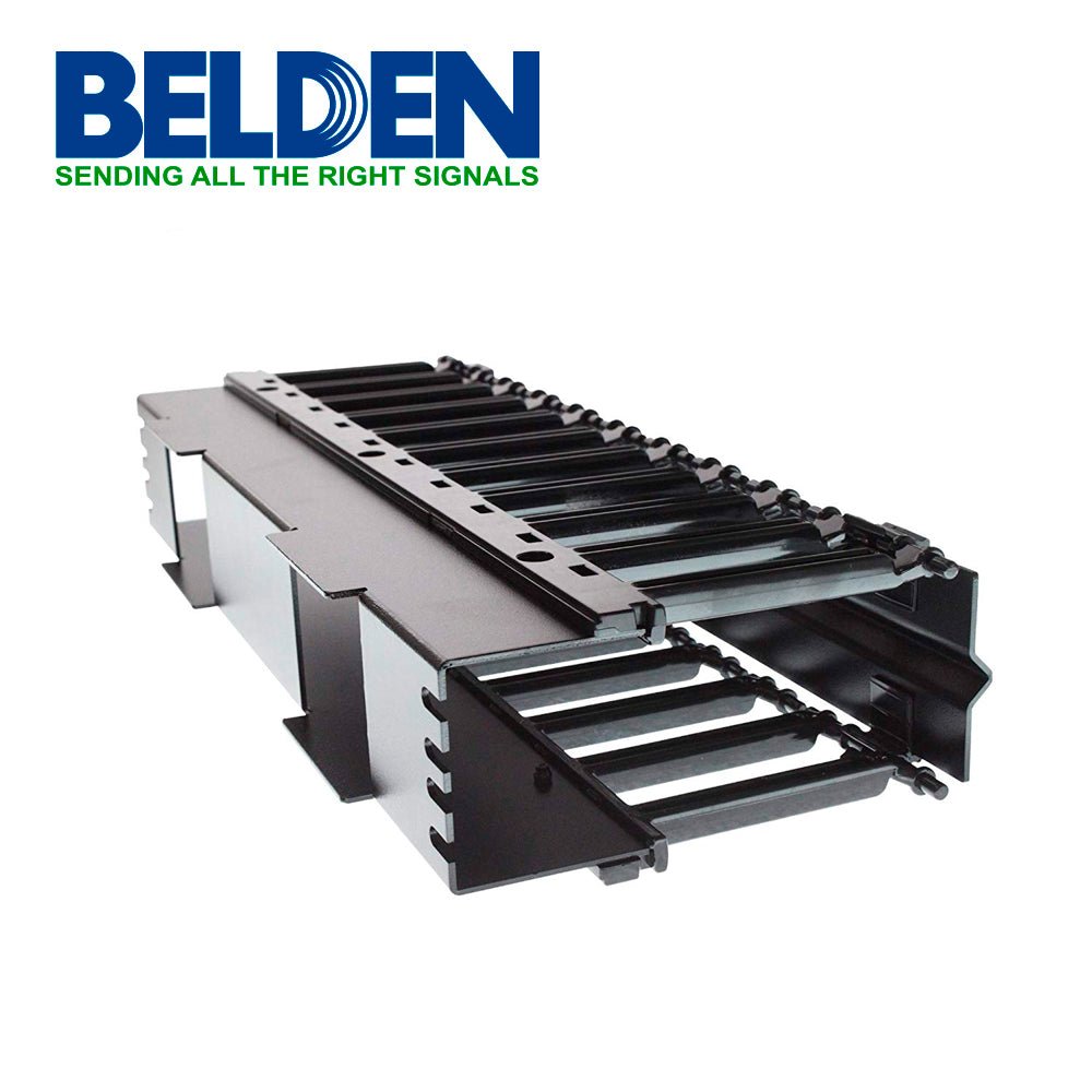 Organizador horizontal BELDEN 2Ur Dedos moldeados de acero y plastico negro - SILYMX