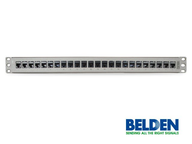 Panel de Parcheo Belden Precargado de 24 Puertos 1U Titanio - SILYMX