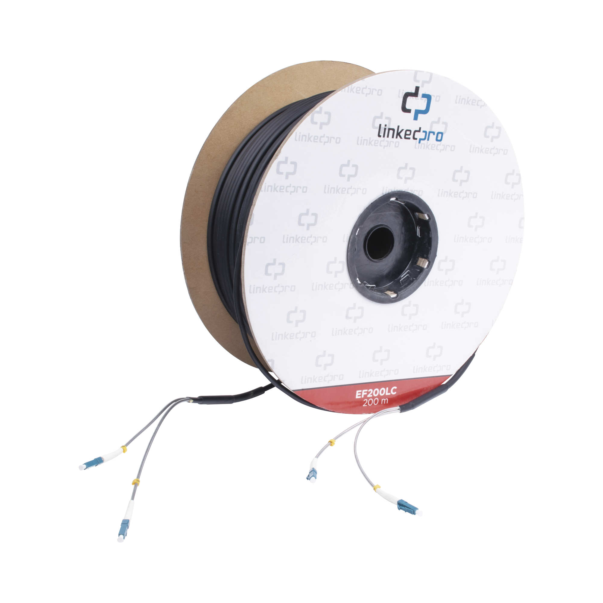 Carrete de Fibra Óptica Monomodo con conectores LC-LC Duplex, Reforzada con Kevlar, de 200 metros - SILYMX