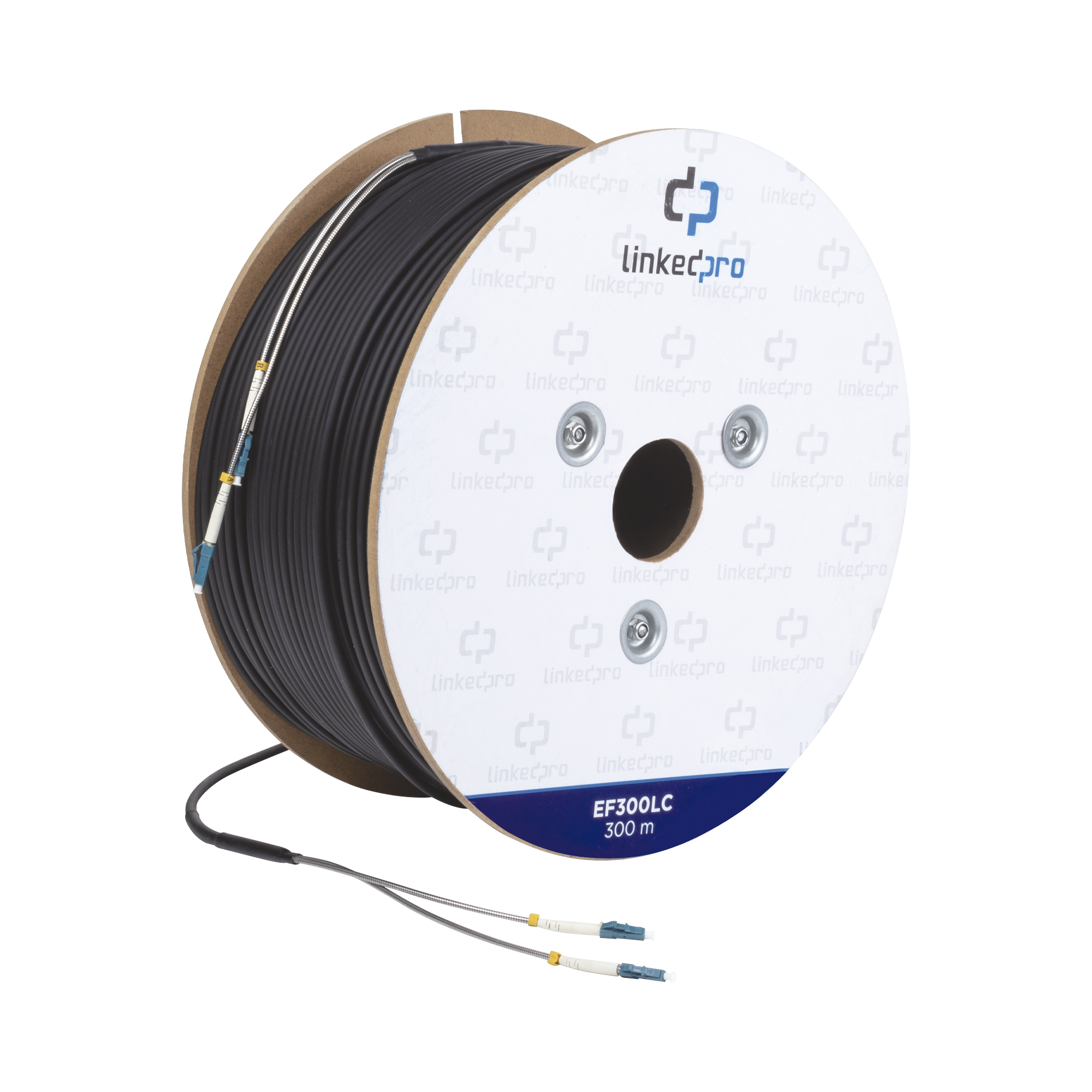 Carrete de Fibra Óptica Monomodo con conectores LC-LC Duplex, Reforzada con Kevlar, de 300 metros - SILYMX