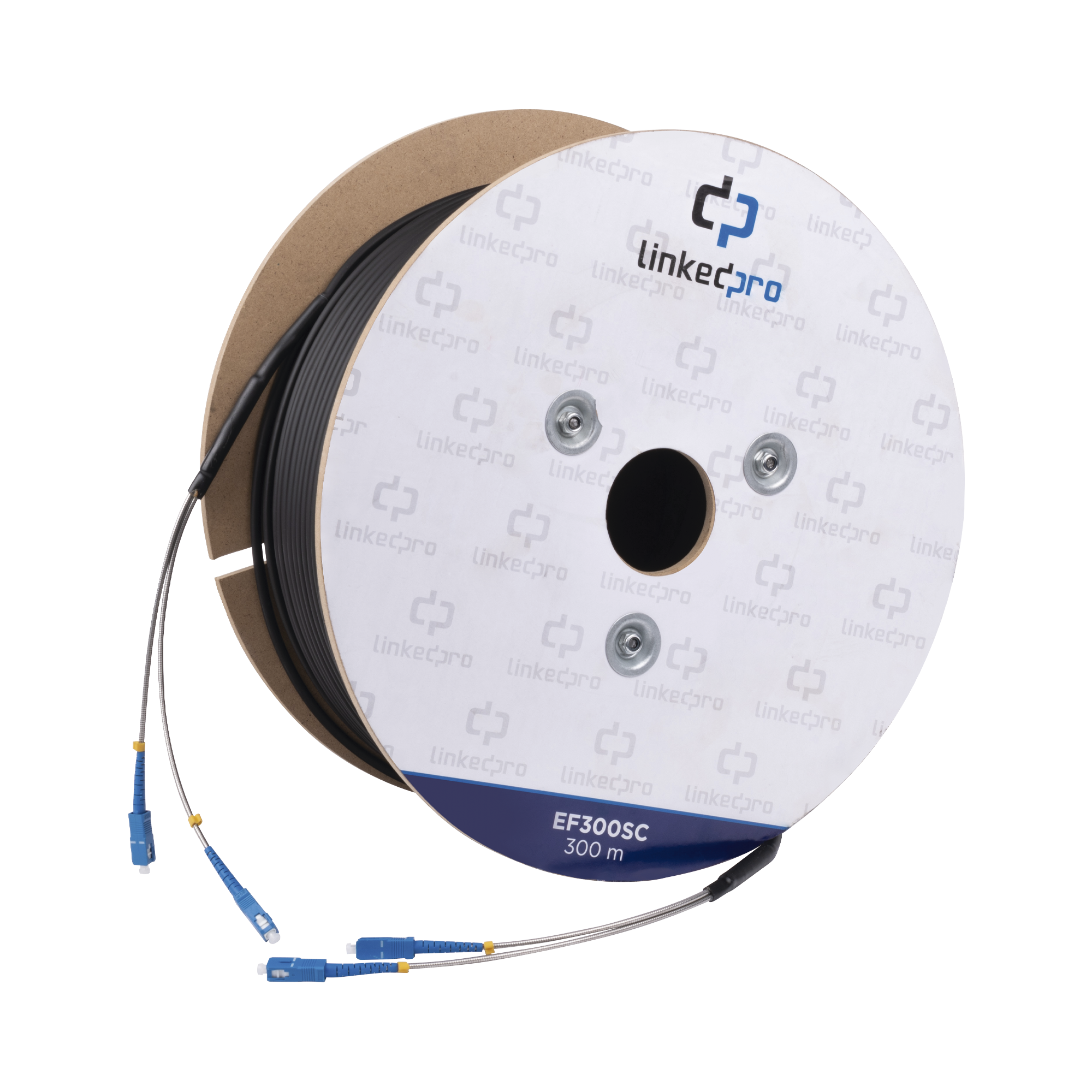 Carrete de Fibra Óptica Monomodo con conectores SC-SC Duplex, Reforzada con Kevlar, de 300 metros - SILYMX