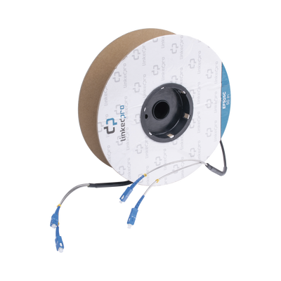 Carrete de Fibra Óptica Monomodo con conectores SC-SC Duplex, Reforzada con Kevlar, de 50 metros - SILYMX